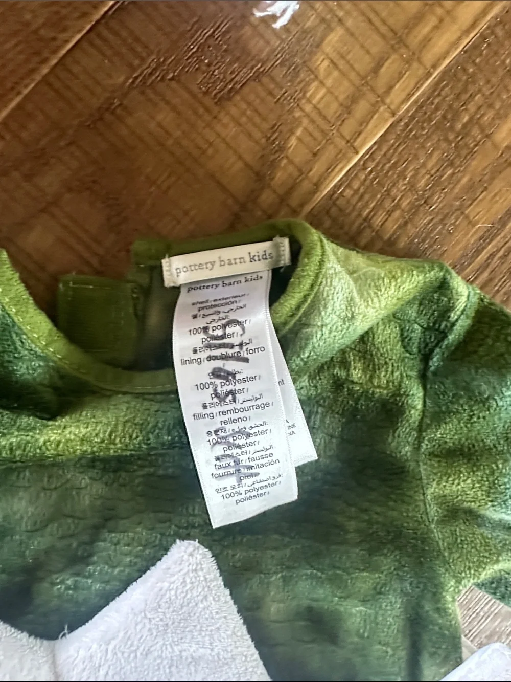 Pottery Barn Kids Green White Dino Egg Baby Costume